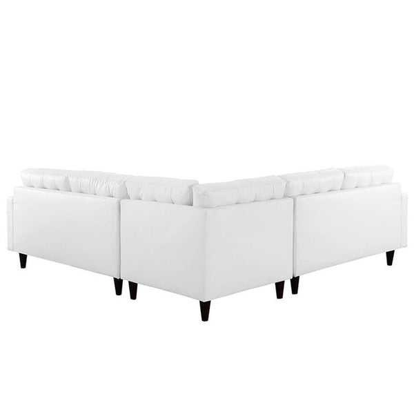 Empress 3 Piece Leather Sectional Sofa Set in White