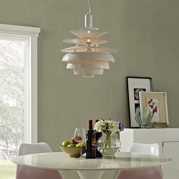 Rebound 17" Stainless Steel Chandelier in White