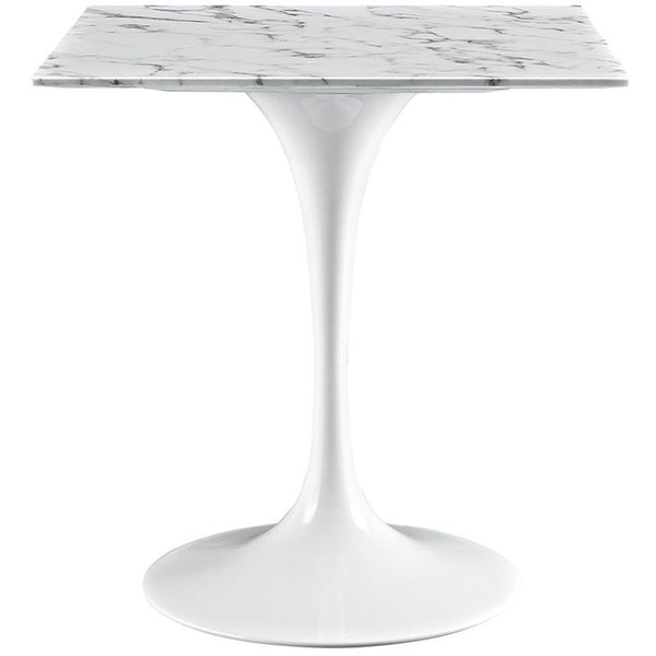 Lippa 28" Artificial Marble Dining Table in White
