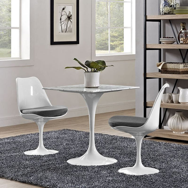Lippa 28" Artificial Marble Dining Table in White