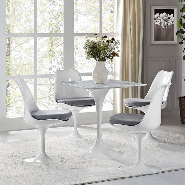 Lippa 28" Artificial Marble Dining Table in White