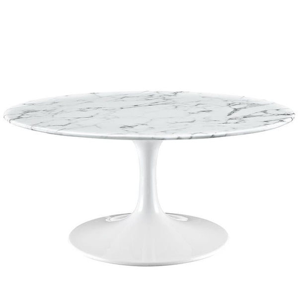 Lippa 36" Artificial Marble Coffee Table in White