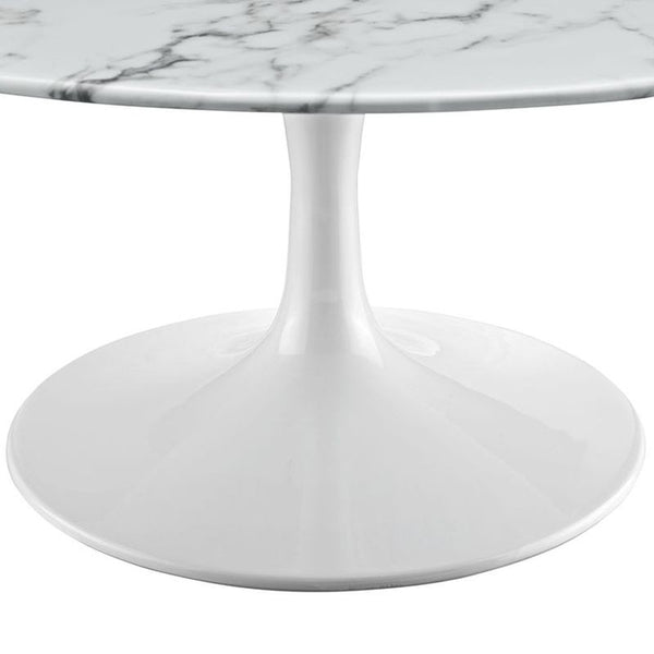 Lippa 36" Artificial Marble Coffee Table in White