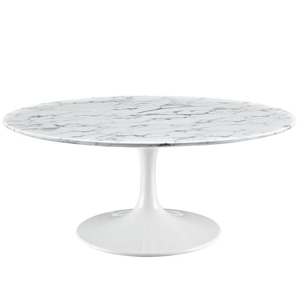 Lippa 40" Artificial Marble Coffee Table in White