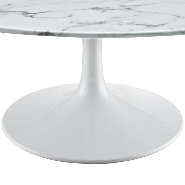 Lippa 40" Artificial Marble Coffee Table in White