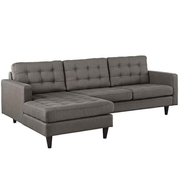 Empress Left-Facing Upholstered Sectional Sofa in Granite