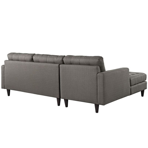 Empress Left-Facing Upholstered Sectional Sofa in Granite