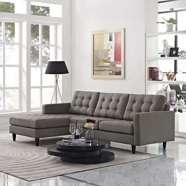 Empress Left-Facing Upholstered Sectional Sofa in Granite