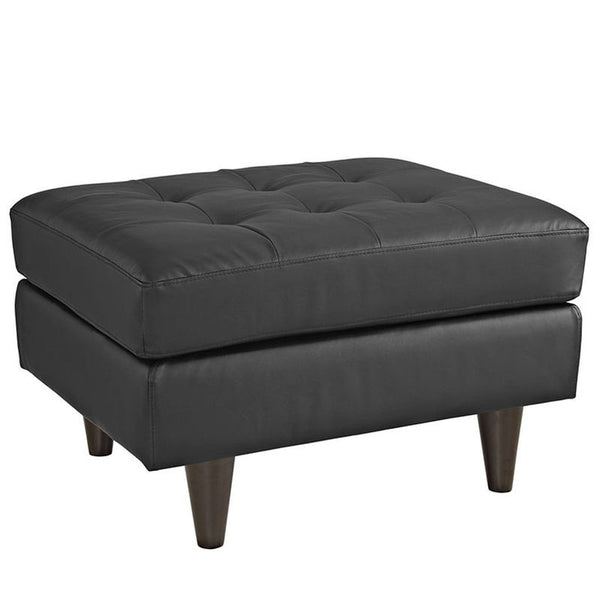 Empress Leather Ottoman in Black