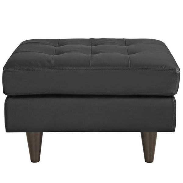 Empress Leather Ottoman in Black