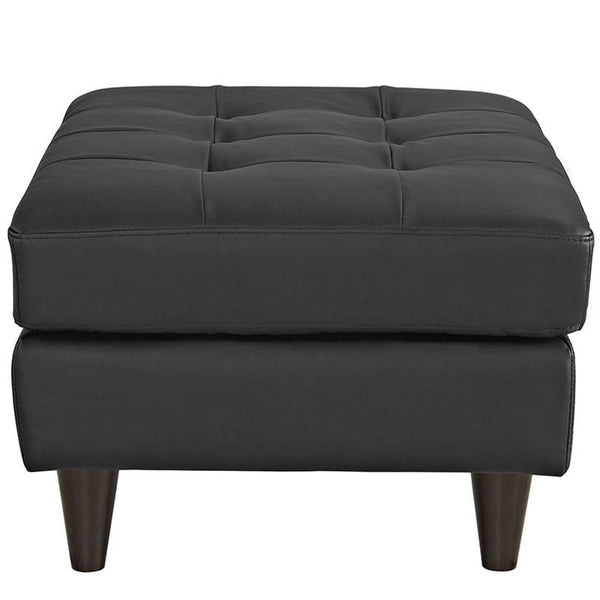 Empress Leather Ottoman in Black