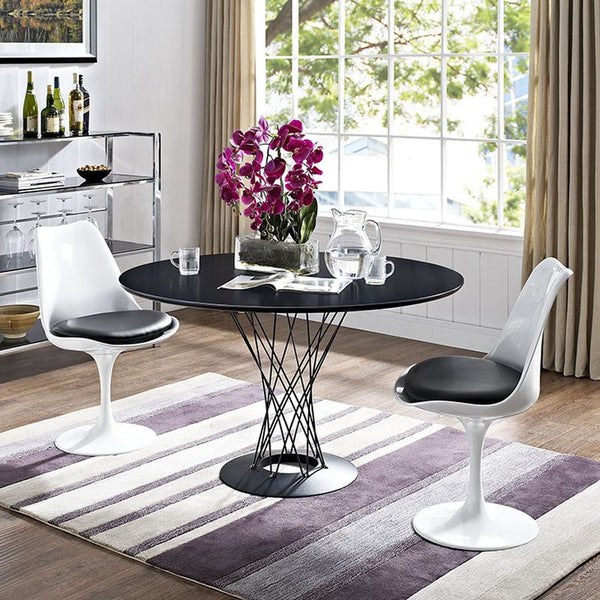 Cyclone Wood Top Dining Table in Black by Furniture and Things