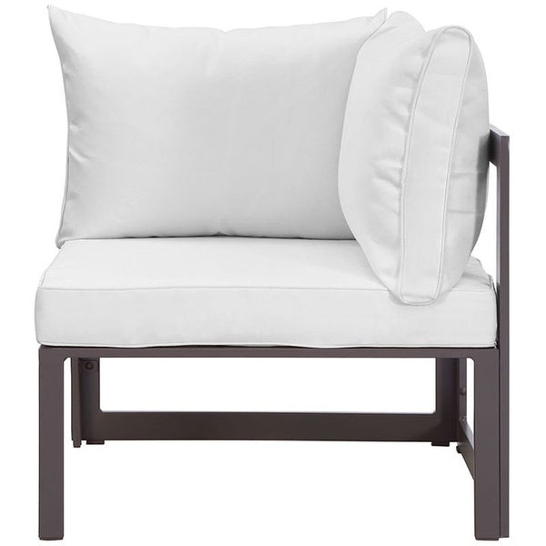 Fortuna 9 Piece Outdoor Patio Sectional Sofa Set in Brown White