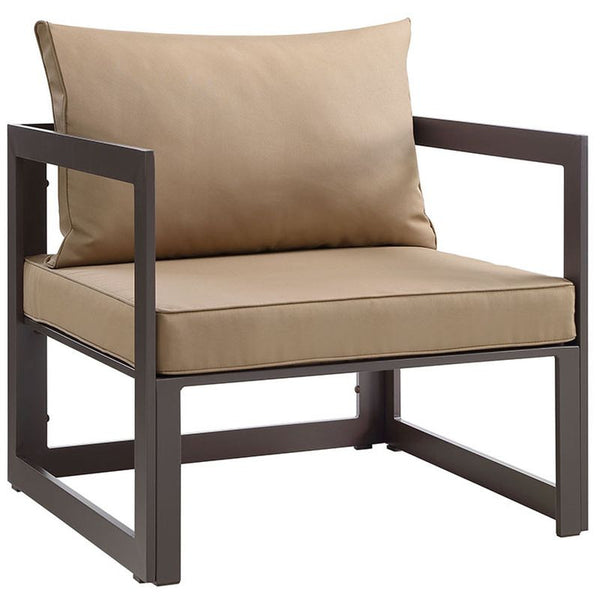 Fortuna 5 Piece Outdoor Patio Sectional Sofa Set in Brown Mocha