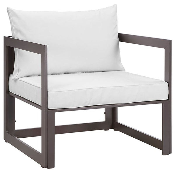 Fortuna 6 Piece Outdoor Patio Sectional Sofa Set in Brown White