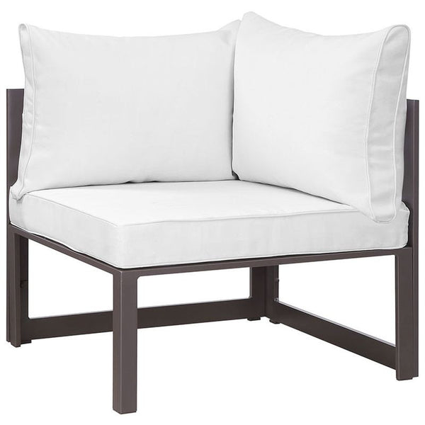 Fortuna 6 Piece Outdoor Patio Sectional Sofa Set in Brown White