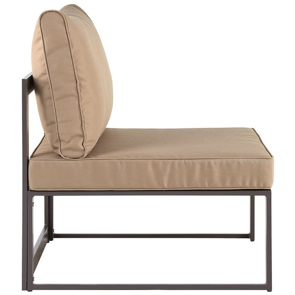 Fortuna 6 Piece Outdoor Patio Sectional Sofa Set in Brown Mocha