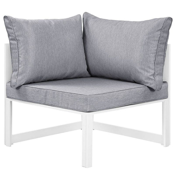 Fortuna 6 Piece Outdoor Patio Sectional Sofa Set in White Gray