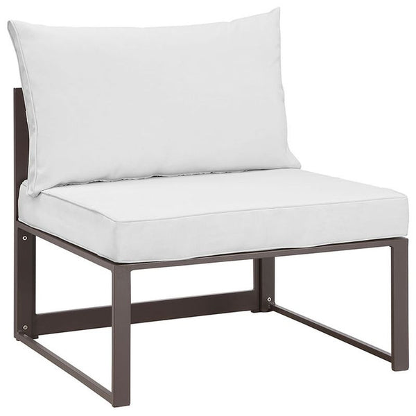 Fortuna 8 Piece Outdoor Patio Sectional Sofa Set in Brown White