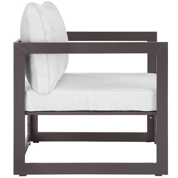 Fortuna 6 Piece Outdoor Patio Sectional Sofa Set in Brown White