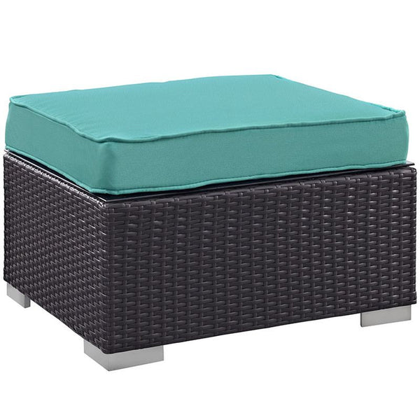 Convene 5 Piece Outdoor Patio Sectional Set in Espresso Turquoise
