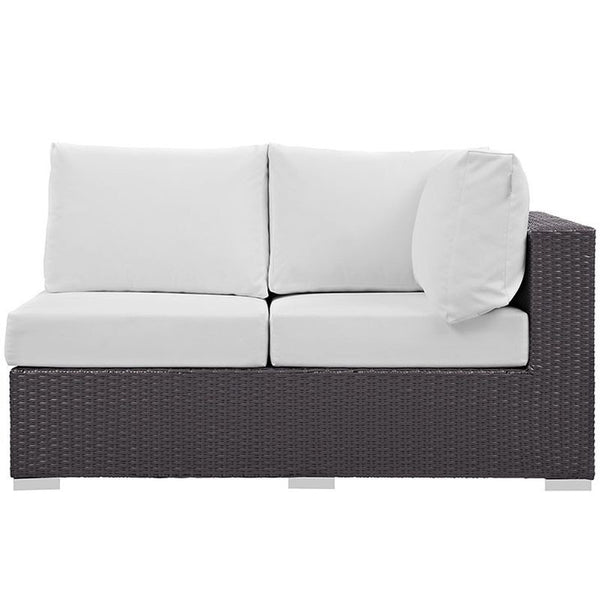 Convene Outdoor Patio Right Arm Loveseat in Espresso White