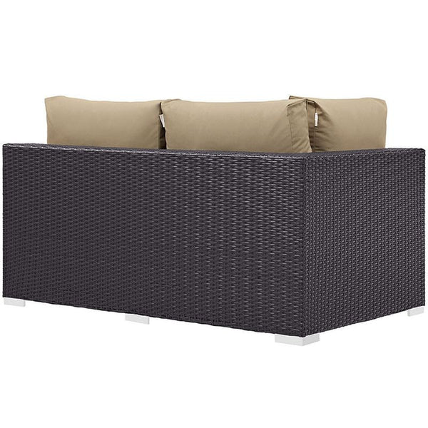 Convene Outdoor Patio Left Arm Loveseat in Espresso Mocha