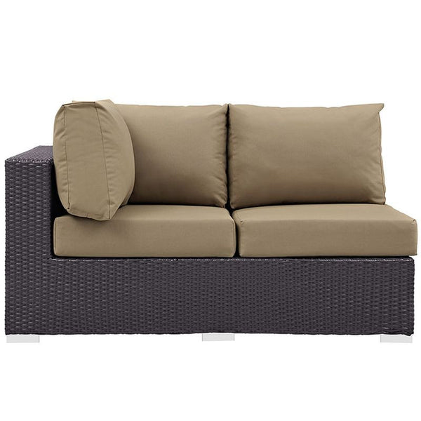 Convene Outdoor Patio Left Arm Loveseat in Espresso Mocha