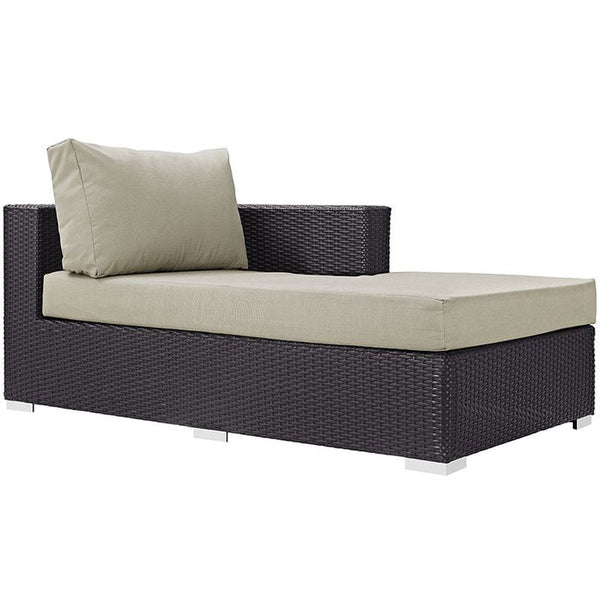 Convene Outdoor Patio Fabric Right Arm Chaise in Espresso Beige