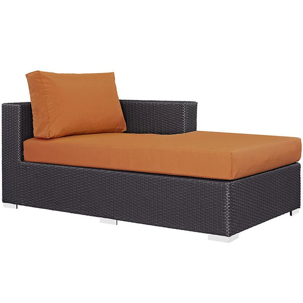 Convene Outdoor Patio Fabric Right Arm Chaise in Espresso Orange
