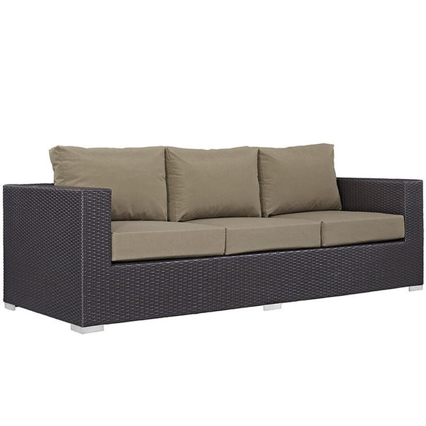 Convene Outdoor Patio Sofa in Espresso Mocha