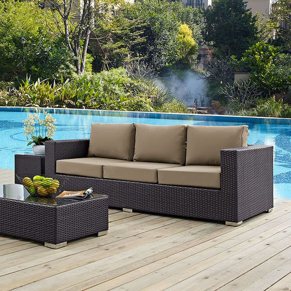 Convene Outdoor Patio Sofa in Espresso Mocha