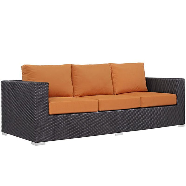 Convene Outdoor Patio Sofa in Espresso Orange