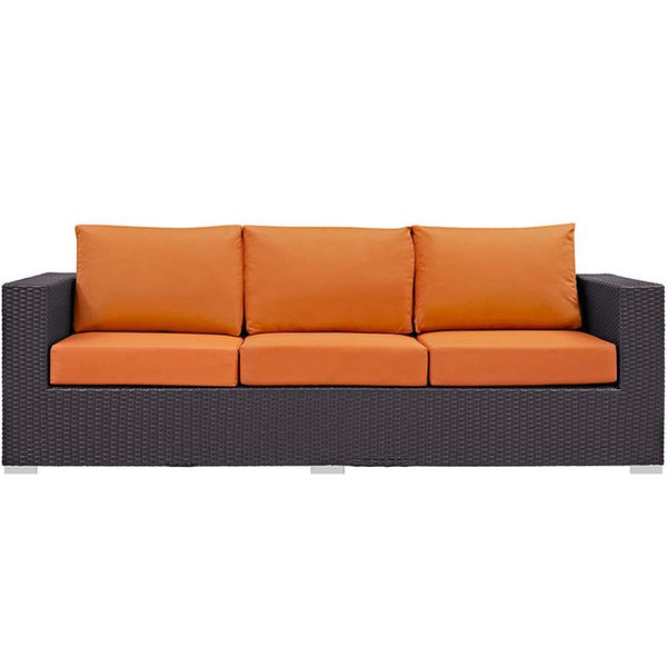 Convene Outdoor Patio Sofa in Espresso Orange
