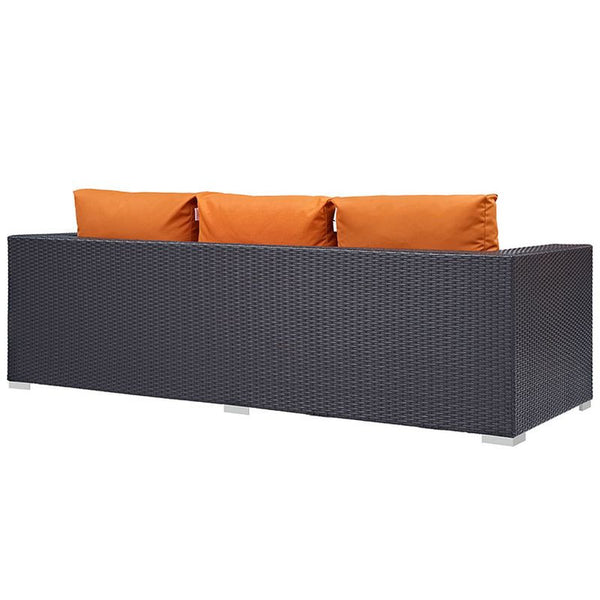 Convene Outdoor Patio Sofa in Espresso Orange