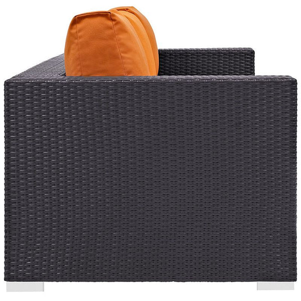 Convene Outdoor Patio Sofa in Espresso Orange