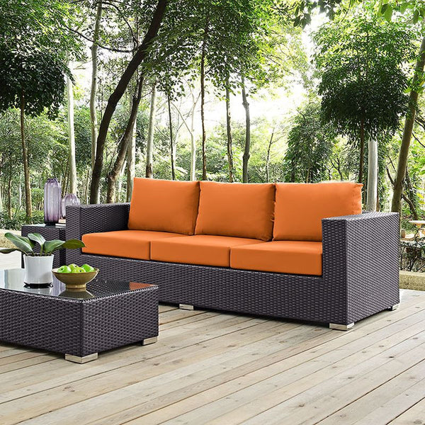 Convene Outdoor Patio Sofa in Espresso Orange