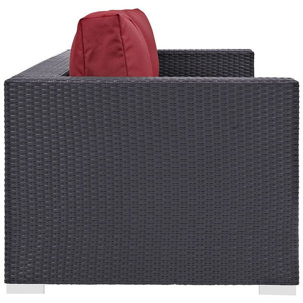 Convene Outdoor Patio Sofa in Espresso Red