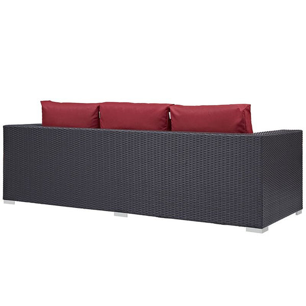 Convene Outdoor Patio Sofa in Espresso Red
