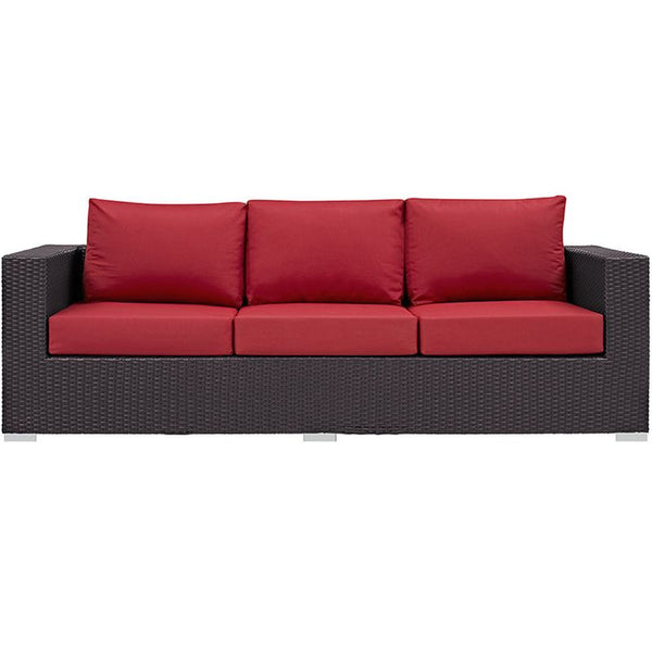 Convene Outdoor Patio Sofa in Espresso Red