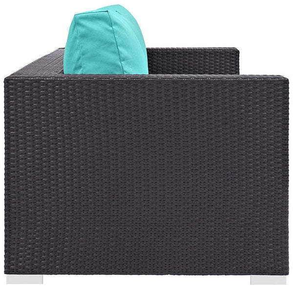Convene Outdoor Patio Sofa in Espresso Turquoise