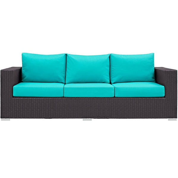 Convene Outdoor Patio Sofa in Espresso Turquoise