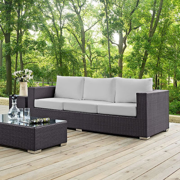 Convene Outdoor Patio Sofa in Espresso White