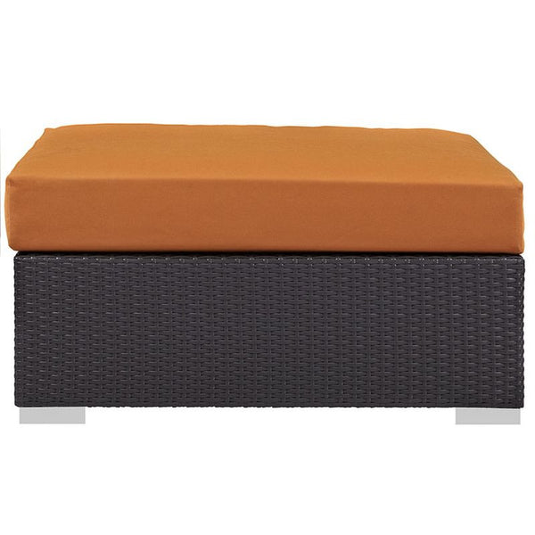 Convene Outdoor Patio Large Square Ottoman in Espresso Orange