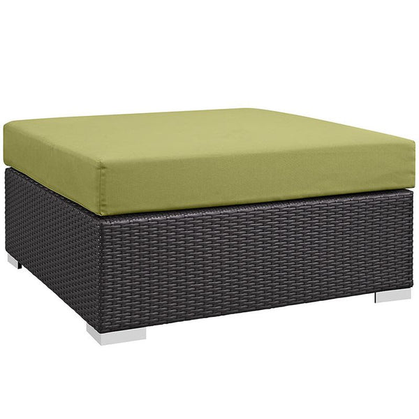 Convene Outdoor Patio Large Square Ottoman in Espresso Peridot