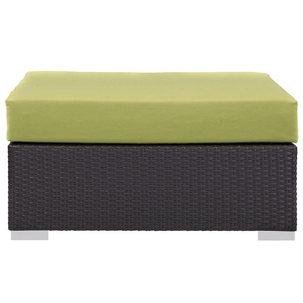 Convene Outdoor Patio Large Square Ottoman in Espresso Peridot