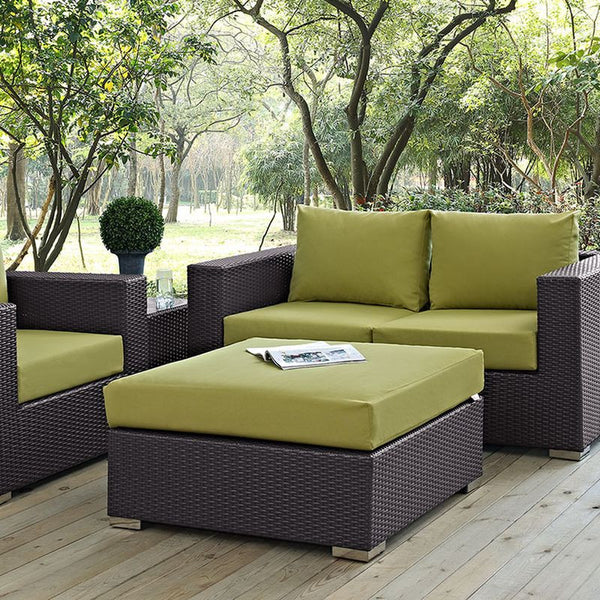 Convene Outdoor Patio Large Square Ottoman in Espresso Peridot