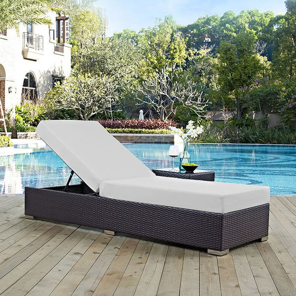 Convene Outdoor Patio Chaise Lounge in Espresso White