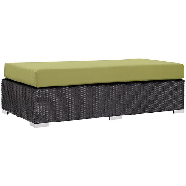 Convene Outdoor Patio Fabric Rectangle Ottoman in Espresso Peridot