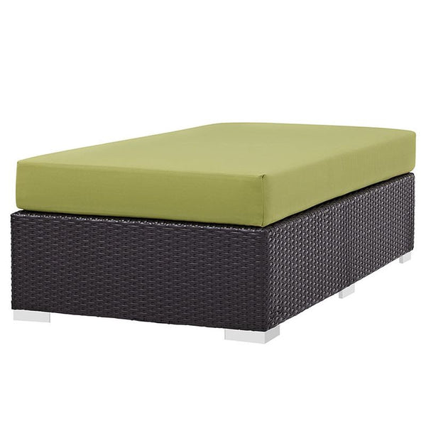 Convene Outdoor Patio Fabric Rectangle Ottoman in Espresso Peridot